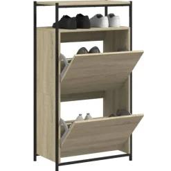 vidaXL - Schoenenkast 6 paar met 2 kleppen - Sonoma eiken - Hout - 60x34x112 cm