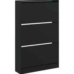 vidaXL - Schoenenkast 9 paar met 3 kleppen - Zwart - Hout - 80x21x125.5 cm