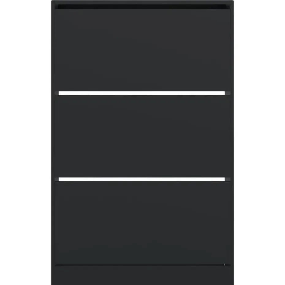vidaXL - Schoenenkast 9 paar met 3 kleppen - Zwart - Hout - 80x21x125.5 cm