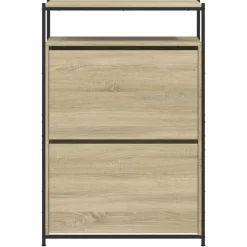 vidaXL - Schoenenkast 9 paar met 2 kleppen - Sonoma eiken - Hout - 75x34x112 cm