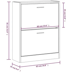 vidaXL - Schoenenkast 4 paar met 2 kleppen - Hoogglans wit - Hout - 63x24x81 cm