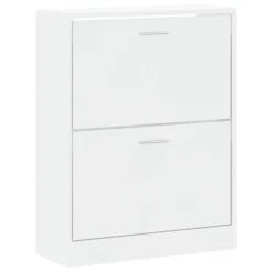 vidaXL - Schoenenkast 4 paar met 2 kleppen - Hoogglans wit - Hout - 63x24x81 cm