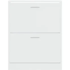 vidaXL - Schoenenkast 4 paar met 2 kleppen - Hoogglans wit - Hout - 63x24x81 cm
