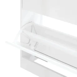 vidaXL - Schoenenkast 4 paar met 2 kleppen - Hoogglans wit - Hout - 63x24x81 cm