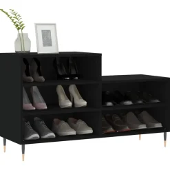 vidaXL - Schoenenkast 10 paar met metalen poten - Zwart - Hout - 102x36x60 cm