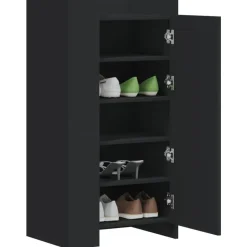 vidaXL - Schoenenkast 10 paar met 1 deur - Zwart - Bewerkt hout - 52x37.5x100 cm