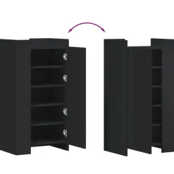 vidaXL - Schoenenkast 10 paar met 1 deur - Zwart - Bewerkt hout - 52x37.5x100 cm