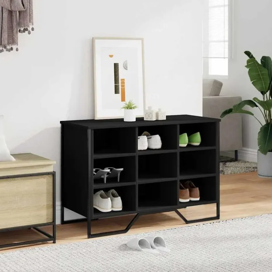vidaXL - Schoenenkast 9 paar met 9 vakken - Zwart - Bewerkt hout - 90x38x61.5 cm