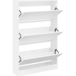 vidaXL - Schoenenkast 9 paar met 3 kleppen - Wit - Bewerkt hout - 80x21x125.5 cm