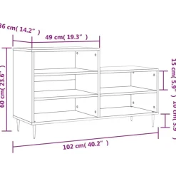 vidaXL - Schoenenkast 10 paar met metalen poten - Betongrijs - 102x36x60 cm