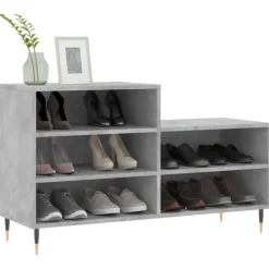 vidaXL - Schoenenkast 10 paar met metalen poten - Betongrijs - 102x36x60 cm