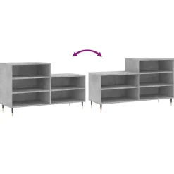 vidaXL - Schoenenkast 10 paar met metalen poten - Betongrijs - 102x36x60 cm