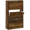vidaXL - Schoenenkast 6 paar met 3 kleppen - Gerookt eiken - Hout - 63x24x103 cm