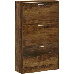 vidaXL - Schoenenkast 6 paar met 3 kleppen - Gerookt eiken - Hout - 63x24x103 cm