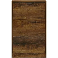 vidaXL - Schoenenkast 6 paar met 3 kleppen - Gerookt eiken - Hout - 63x24x103 cm