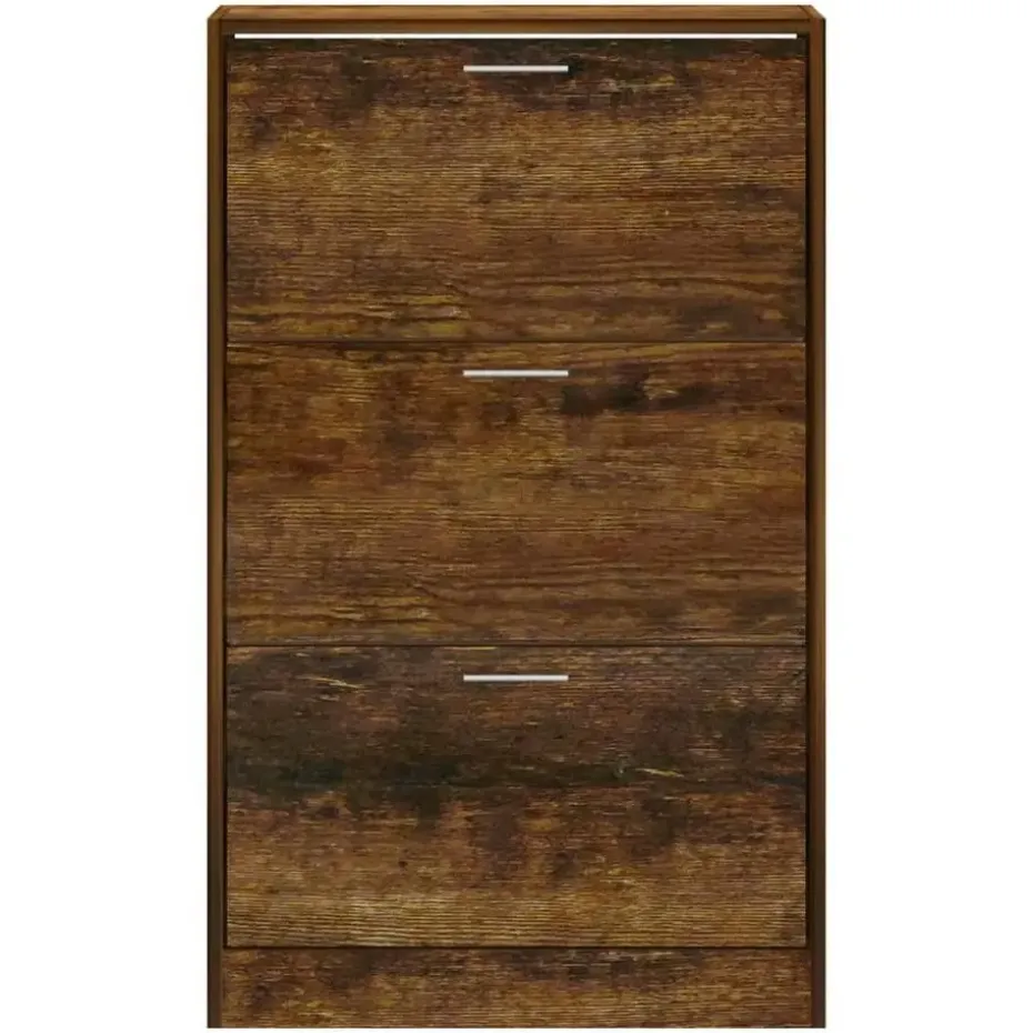 vidaXL - Schoenenkast 6 paar met 3 kleppen - Gerookt eiken - Hout - 63x24x103 cm