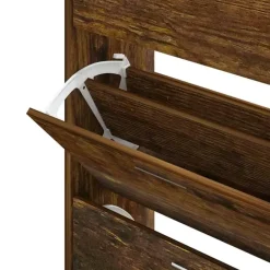 vidaXL - Schoenenkast 6 paar met 3 kleppen - Gerookt eiken - Hout - 63x24x103 cm