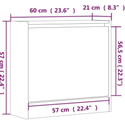 vidaXL - Schoenenkast 2 paar met 1 klep - Zwart - Bewerkt hout - 60x21x57 cm