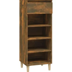 vidaXL - Schoenenkast 4 paar met lade - Gerookt eiken - Hout - 40x36x105 cm