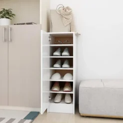 vidaXL - Schoenenkast - Wit - Bewerkt hout - 31.5 x 35 x 92 cm
