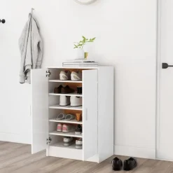 vidaXL - Schoenenkast - Wit - Bewerkt hout - 60 x 35 x 92 cm