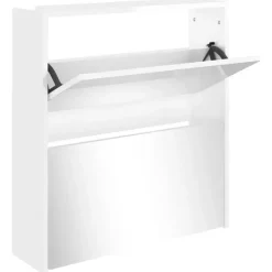 vidaXL - Schoenenkast - Wit - Bewerkt hout