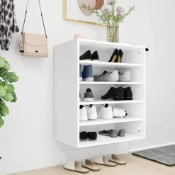 vidaXL - Schoenenkast - Wit - Bewerkt hout - 60 x 35 x 70 cm