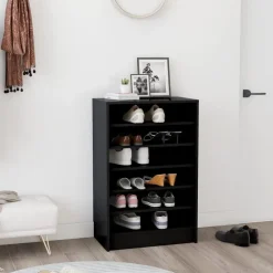 vidaXL - Schoenenkast - Zwart - Bewerkt hout