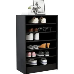 vidaXL - Schoenenkast - Zwart - Bewerkt hout