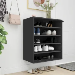 vidaXL - Schoenenkast - Zwart - Bewerkt hout - 60 x 35 x 70 cm