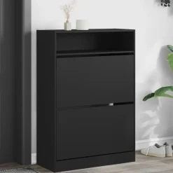 vidaXL - Schoenenkast - Zwart - Bewerkt hout