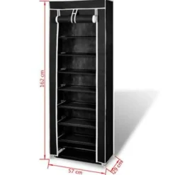 vidaXL - Schoenenkast - Zwart - Stof - 57 x 29 x 162 cm