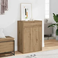vidaXL - Schoenenkast met 1 lade 2 deuren - Artisan eiken - Hout - 60x35x84 cm