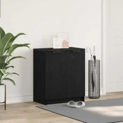 vidaXL - Schoenenkast met 2 deuren - Zwart eiken - Bewerkt hout - 59x35x70 cm