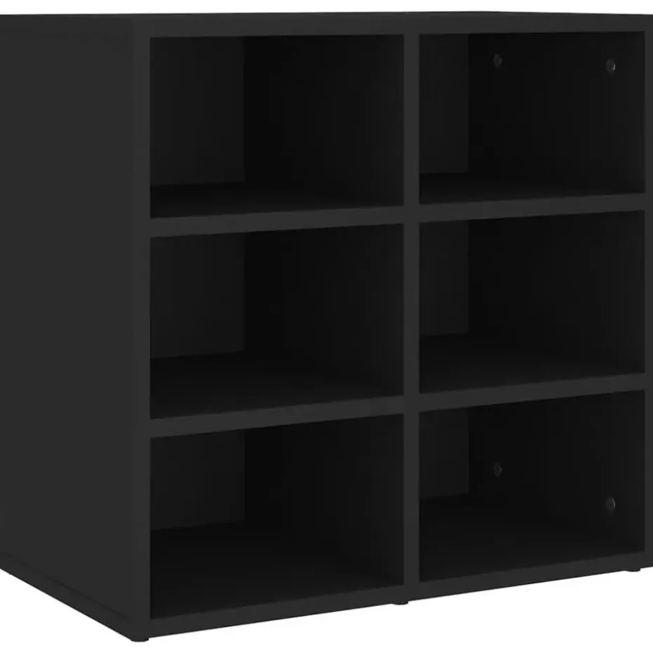 vidaXL - Schoenenkast met 6 vakken - Zwart - Bewerkt hout - 52.5x30x50 cm