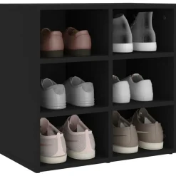 vidaXL - Schoenenkast met 6 vakken - Zwart - Bewerkt hout - 52.5x30x50 cm