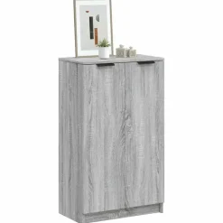 vidaXL - Schoenenkast met 2 deuren - Grijs sonoma eiken - Hout - 59x35x100.5 cm