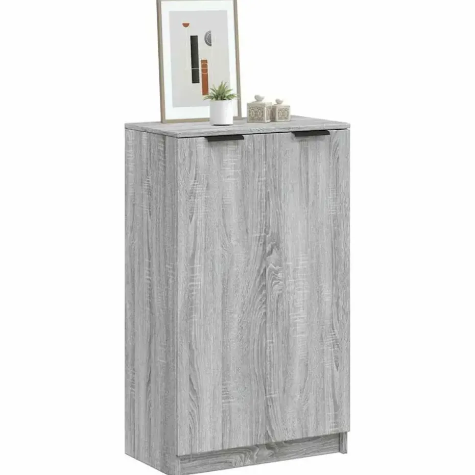 vidaXL - Schoenenkast met 2 deuren - Grijs sonoma eiken - Hout - 59x35x100.5 cm