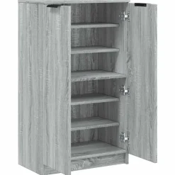 vidaXL - Schoenenkast met 2 deuren - Grijs sonoma eiken - Hout - 59x35x100.5 cm