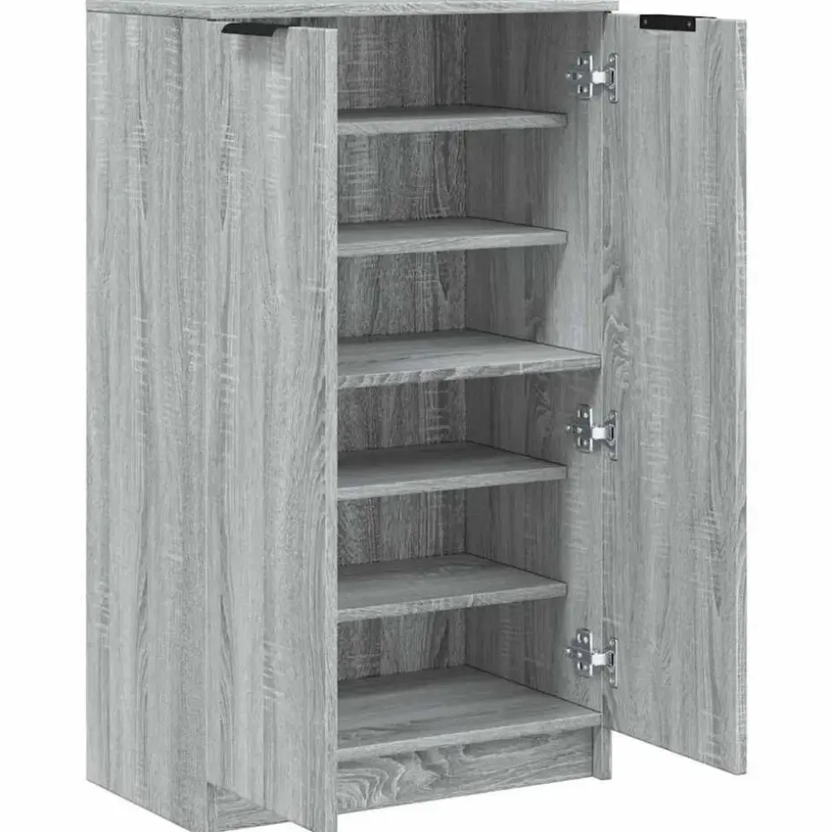 vidaXL - Schoenenkast met 2 deuren - Grijs sonoma eiken - Hout - 59x35x100.5 cm