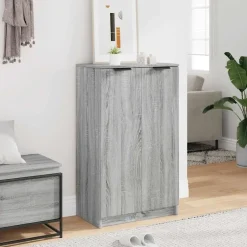 vidaXL - Schoenenkast met 2 deuren - Grijs sonoma eiken - Hout - 59x35x100.5 cm