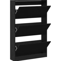 vidaXL - Schoenenkast met 3 kleppen 9 paar - Zwart eiken - 80x21x125,5 cm
