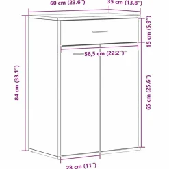 vidaXL - Schoenenkast met 1 lade en 2 deuren - Zwart eiken - Hout - 60x35x84 cm