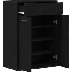 vidaXL - Schoenenkast met 1 lade en 2 deuren - Zwart eiken - Hout - 60x35x84 cm