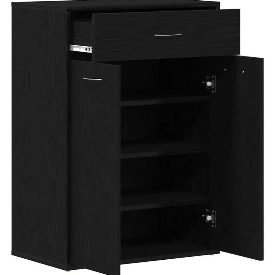 vidaXL - Schoenenkast met 1 lade en 2 deuren - Zwart eiken - Hout - 60x35x84 cm