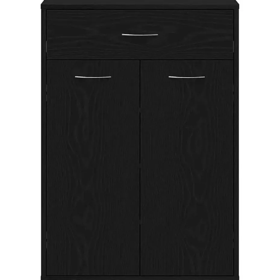 vidaXL - Schoenenkast met 1 lade en 2 deuren - Zwart eiken - Hout - 60x35x84 cm