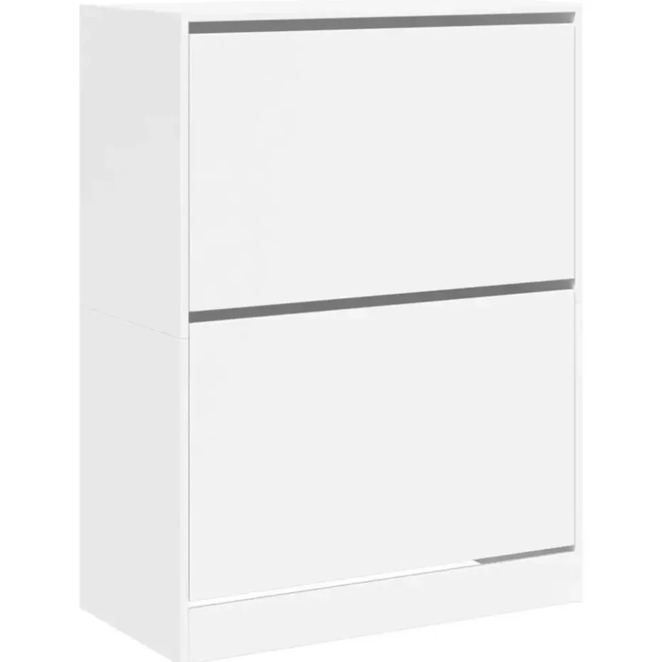 vidaXL - Schoenenkast met 2 kleppen 18 paar - Wit - Bewerkt hout - 80x42x108 cm