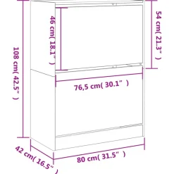 vidaXL - Schoenenkast met 2 kleppen 18 paar - Wit - Bewerkt hout - 80x42x108 cm