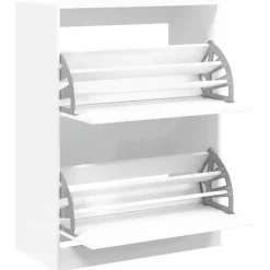 vidaXL - Schoenenkast met 2 kleppen 18 paar - Wit - Bewerkt hout - 80x42x108 cm