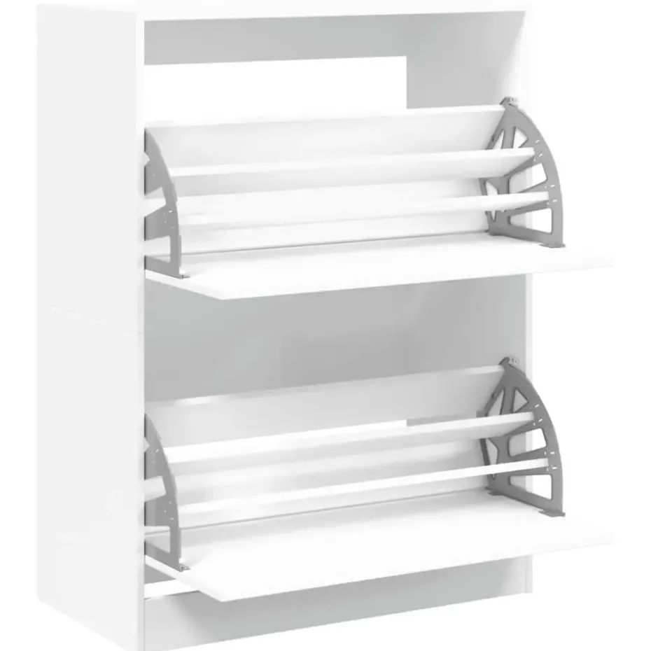 vidaXL - Schoenenkast met 2 kleppen 18 paar - Wit - Bewerkt hout - 80x42x108 cm